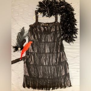 Flapper dress. 2 headbands and boa included